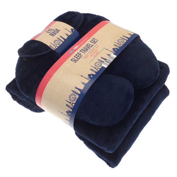 Travel set (neck pillow, eye mask and fleece blanket) Thumbnail